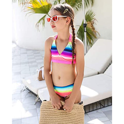 Maillot de bain bikini tour de cou coloré