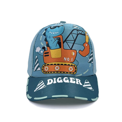 Cartoon Children's Baseball Cap For Engineering Vehicle Excavator