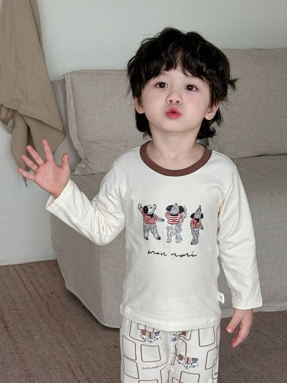 Ensemble de sous-vêtements thermiques en pur coton sans coutures pour garçons et filles - Haut et pantalon d'automne