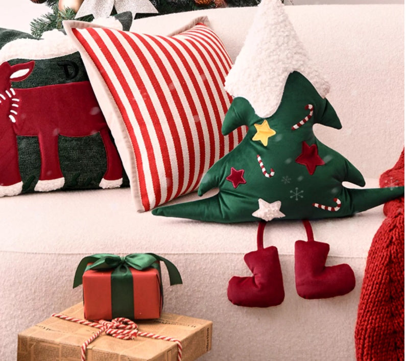 Cojín de árbol de Navidad con forma especial para sofá, ambiente de sala de estar y Año Nuevo.