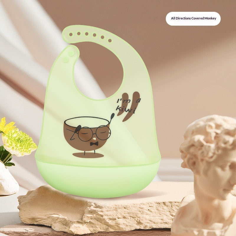 Bavette bébé en silicone alimentaire, imperméable et antitache
