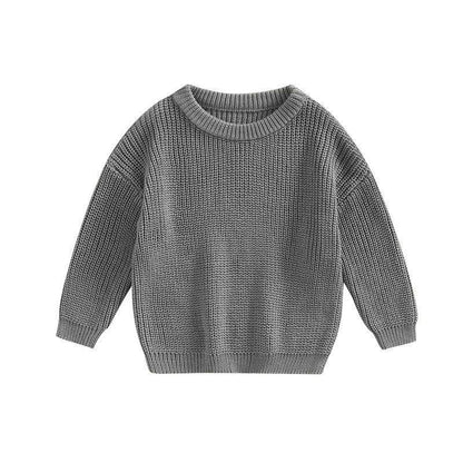Girls' Solid Color Crew Neck Casual Sweater