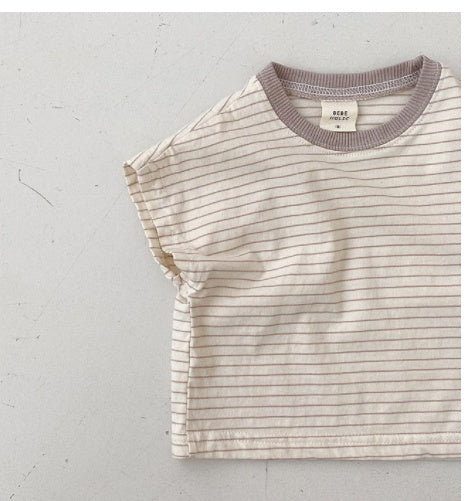Korean Style Baby Casual Striped Short-sleeved T-shirt