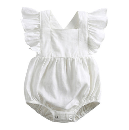 Baby Cotton And Linen Summer Strap One Piece Suit