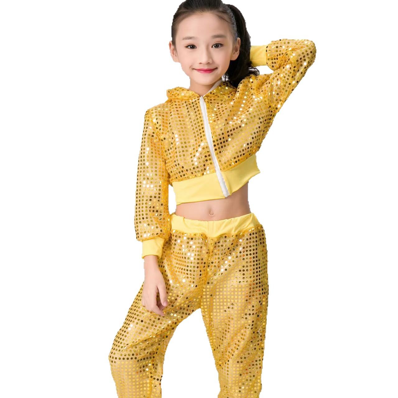 Vêtements de sport pour enfants à paillettes, hip-hop, danse de rue, performance, équipe de cheerleading