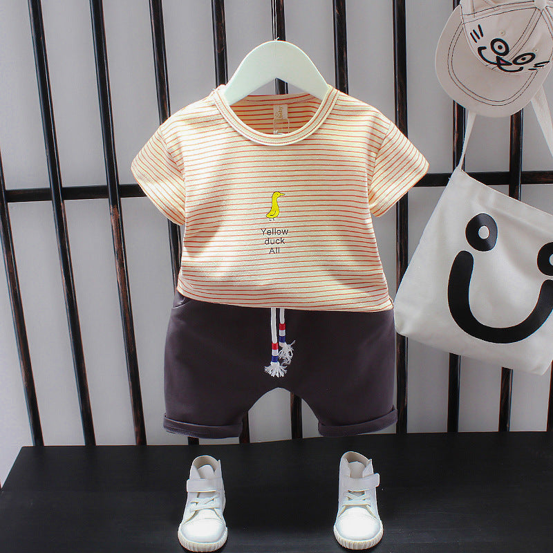 Summer Letter Lapel Short Sleeve Two-piece Suit