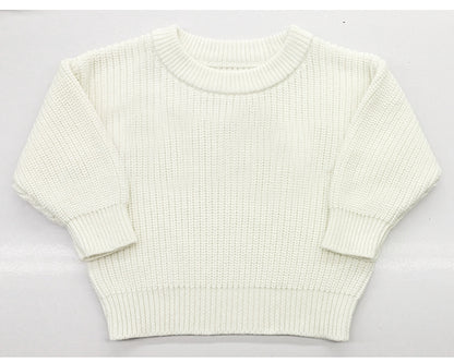 Infant Toddler Cotton Knitted Round Neck Base Sweater