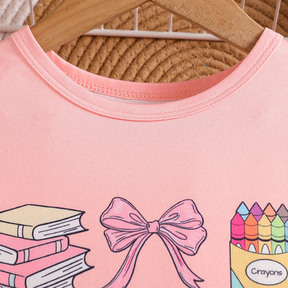 New Children's Cute Sweet T-shirt Shorts Two-piece Set
