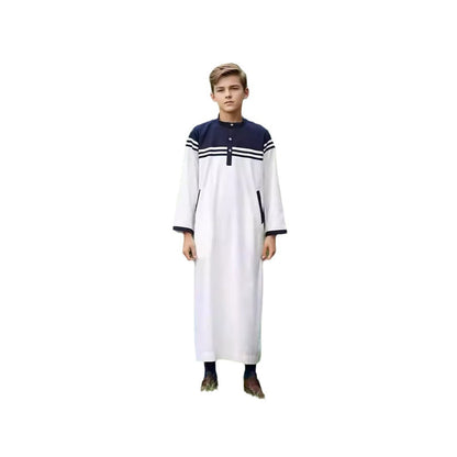 Boy's Fashion Color Contrast Button Striped Robe