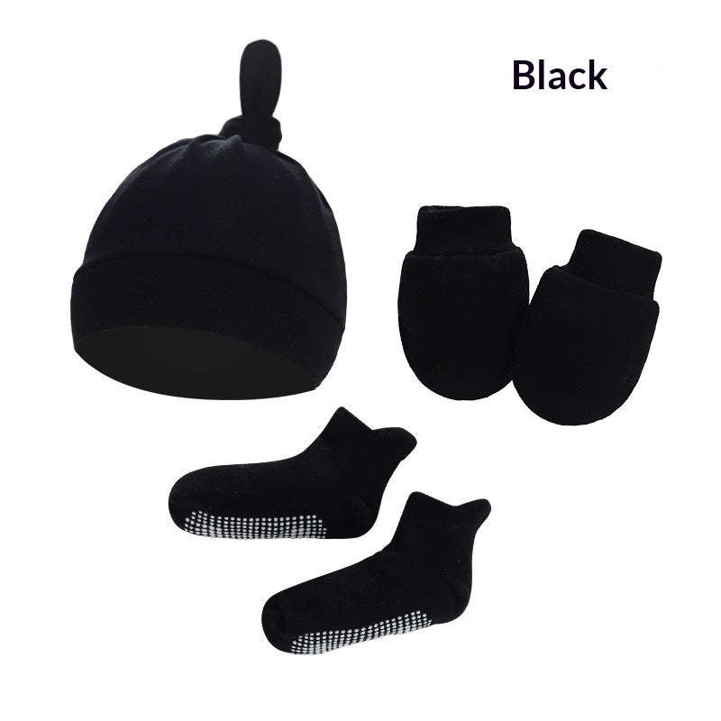 Newborn Hat Mittens And Socks Set With Rubber-soled Shoes