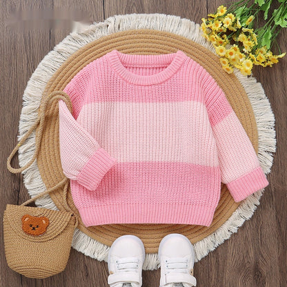 Infant Knitted Striped Round Neck Top
