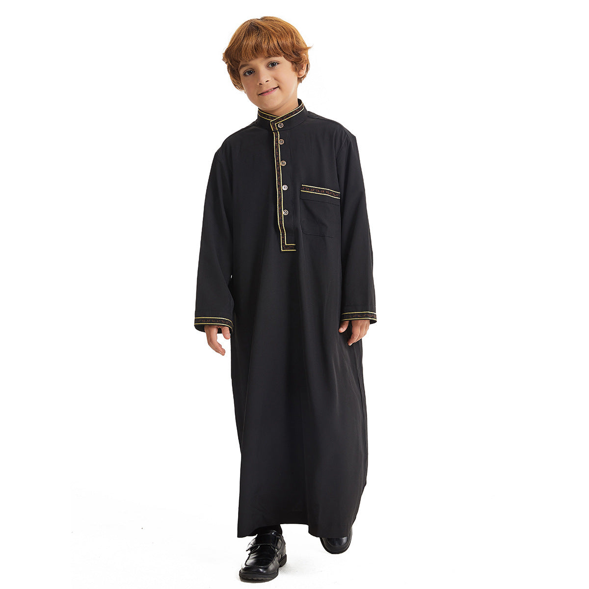 Middle East Boy Robe Stand Collar Button Long Shirt