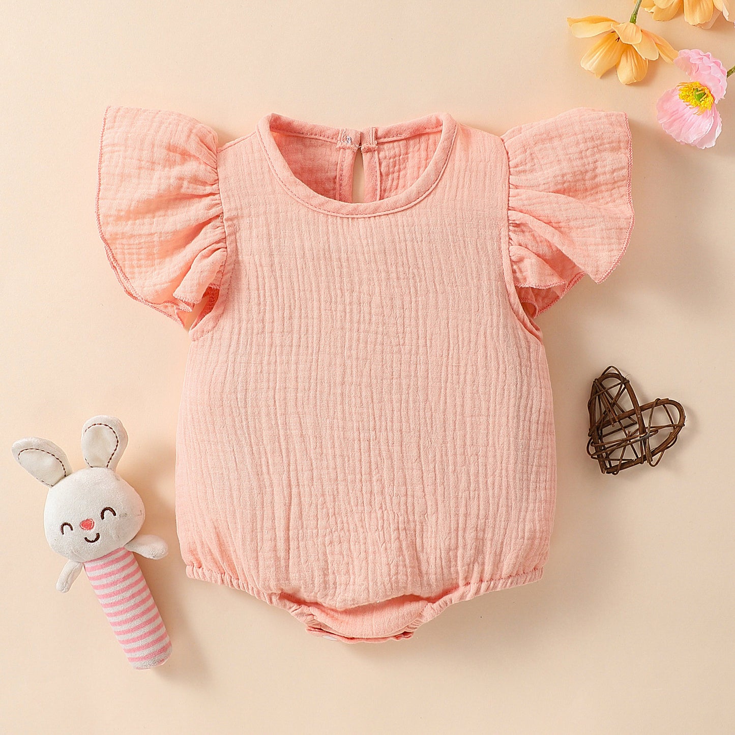 Barboteuse bébé multi-couleur à manches volantées pour nourrissons et tout-petits