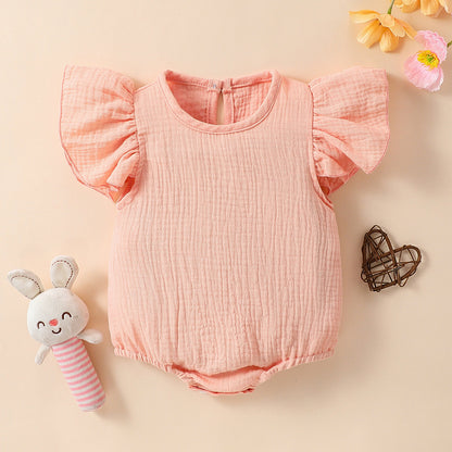 Barboteuse bébé multi-couleur à manches volantées pour nourrissons et tout-petits