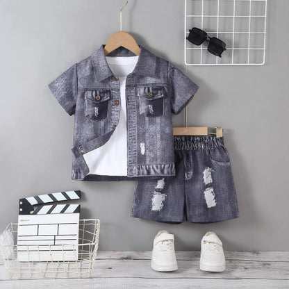 Trendy Style Broken Hole Design Shorts Suit