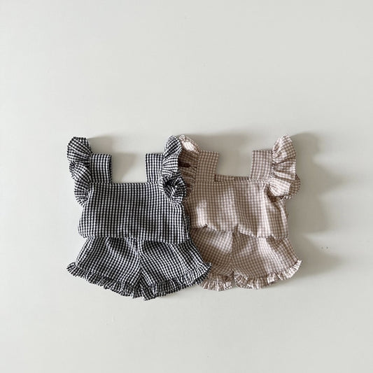Girls' Ear Edge Short Sleeve Set