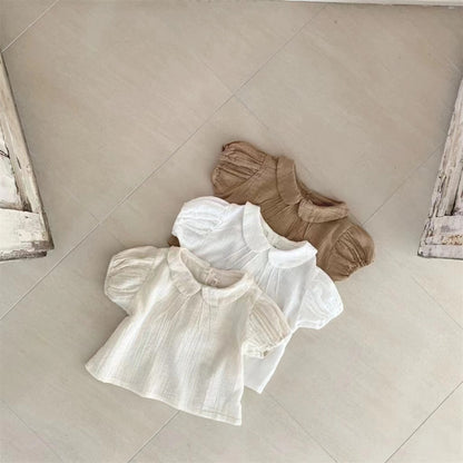 Baby Girl Cute Lapel Short-sleeved Blouse T-shirt
