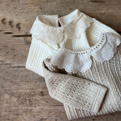 Girls' Baby Thickened Cotton Lace Collar Top