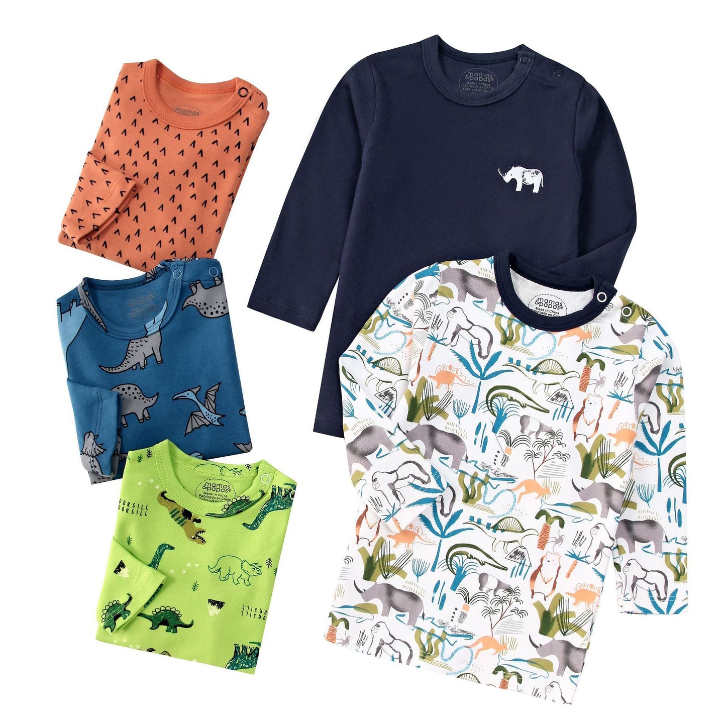 Autumn Children's Cartoon Printed Home Long-sleeved Top T-shirt Mixed Color Five Pieces