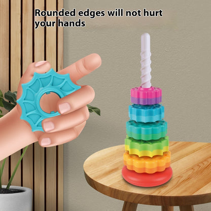 Rainbow Rotating Tower Toy Baby Early Education Intellectual Development Intelligence Ferrule