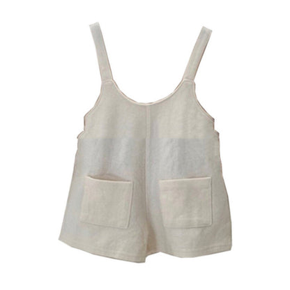 Children's Loose Fitting Comfortable Plain Casual Shorts With Straps