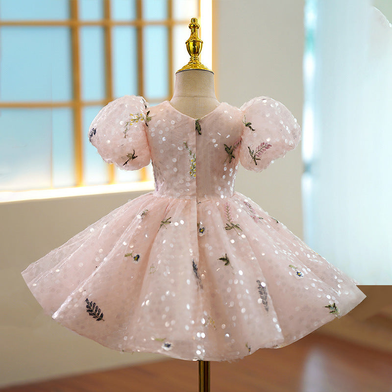 Nouvelle robe de princesse fleurie pour les demoiselles d'honneur, les hôtesses/présentatrices et les tenues de spectacle de piano
