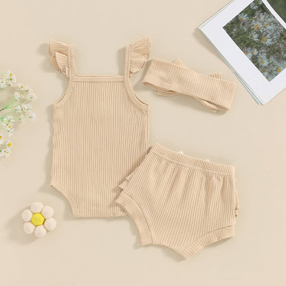 Girls' Sleeveless Jumpsuit Three-piece Suit
