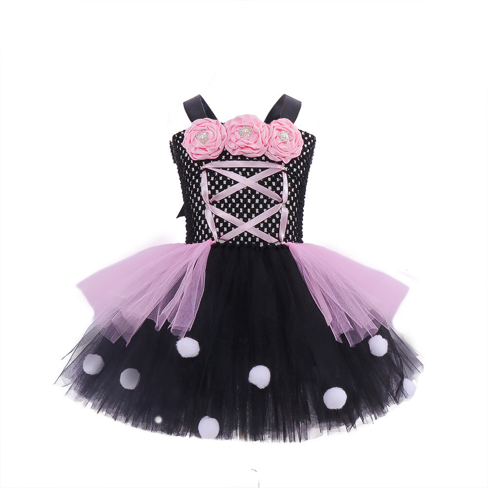 Little Witch Flower Mesh Halloween Character Children's Performance Wear