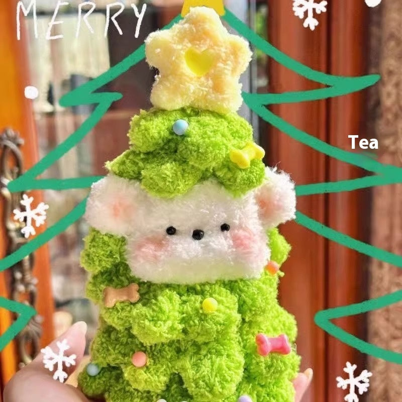 Árbol de Navidad de vellón coral, palo trenzado, regalo para cachorros, material para hacer tú mismo