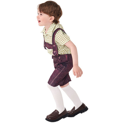 Cute Plaid Suspender Pants Performance Costume
