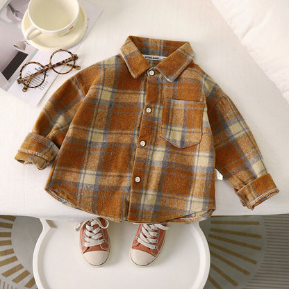 Spring And Autumn Children's Clothing Children's Casual Plaid Shirt