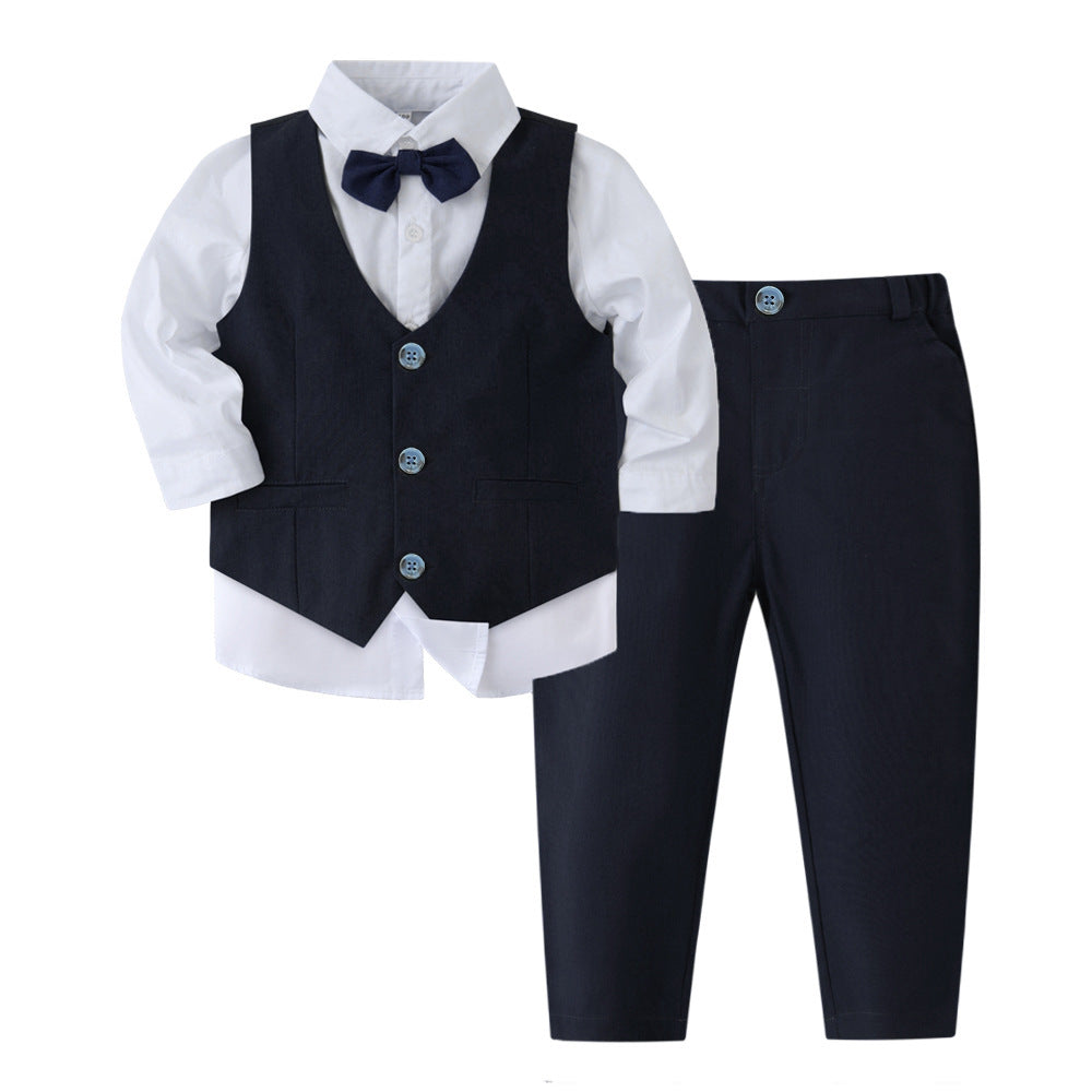 Banquet Party Gentleman Bow Tie Vest Dress Boys' Three-piece Suit