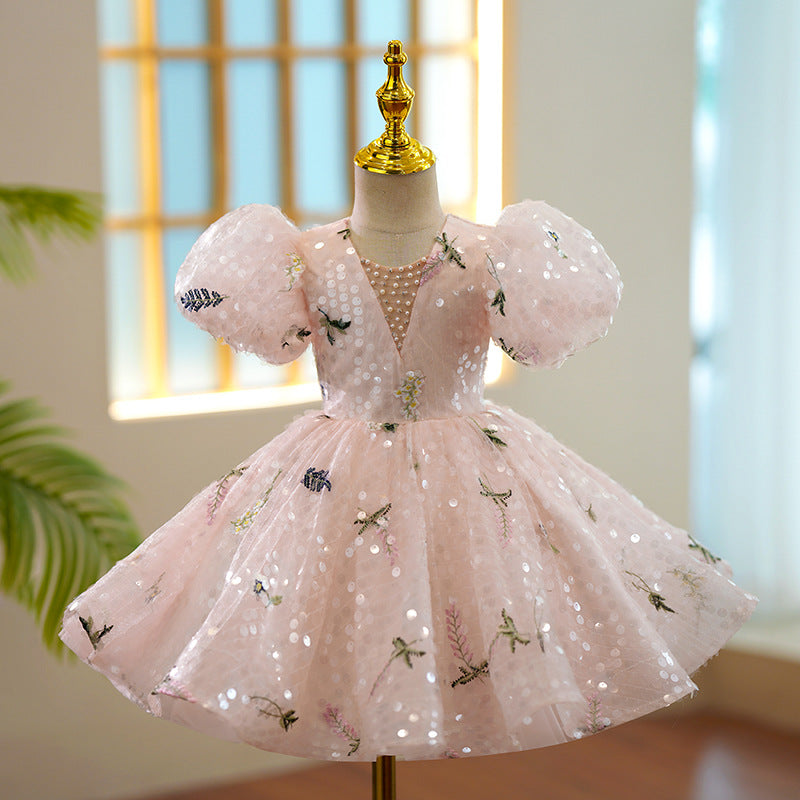 Nouvelle robe de princesse fleurie pour les demoiselles d'honneur, les hôtesses/présentatrices et les tenues de spectacle de piano