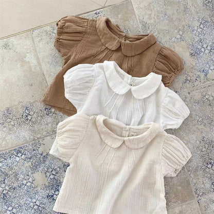 Baby Girl Cute Lapel Short-sleeved Blouse T-shirt