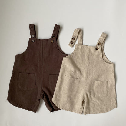 Boys And Girls Retro Artistic Suspender Pants