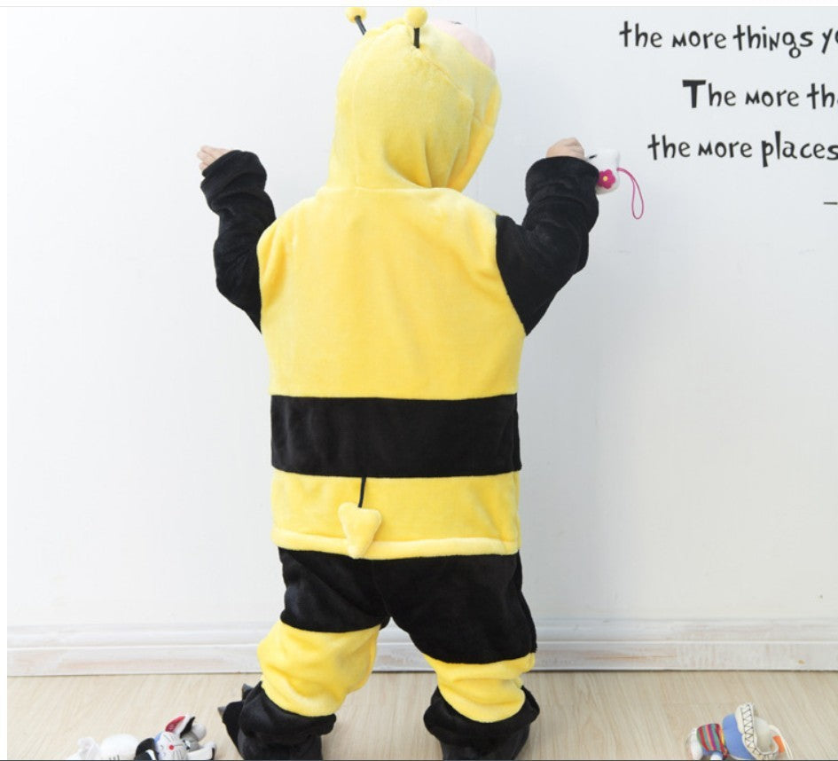 Children's Cute Cartoon Animal Bee One-piece Pajamas Flannel Performance Wear