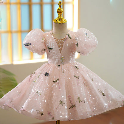 Nouvelle robe de princesse fleurie pour les demoiselles d'honneur, les hôtesses/présentatrices et les tenues de spectacle de piano