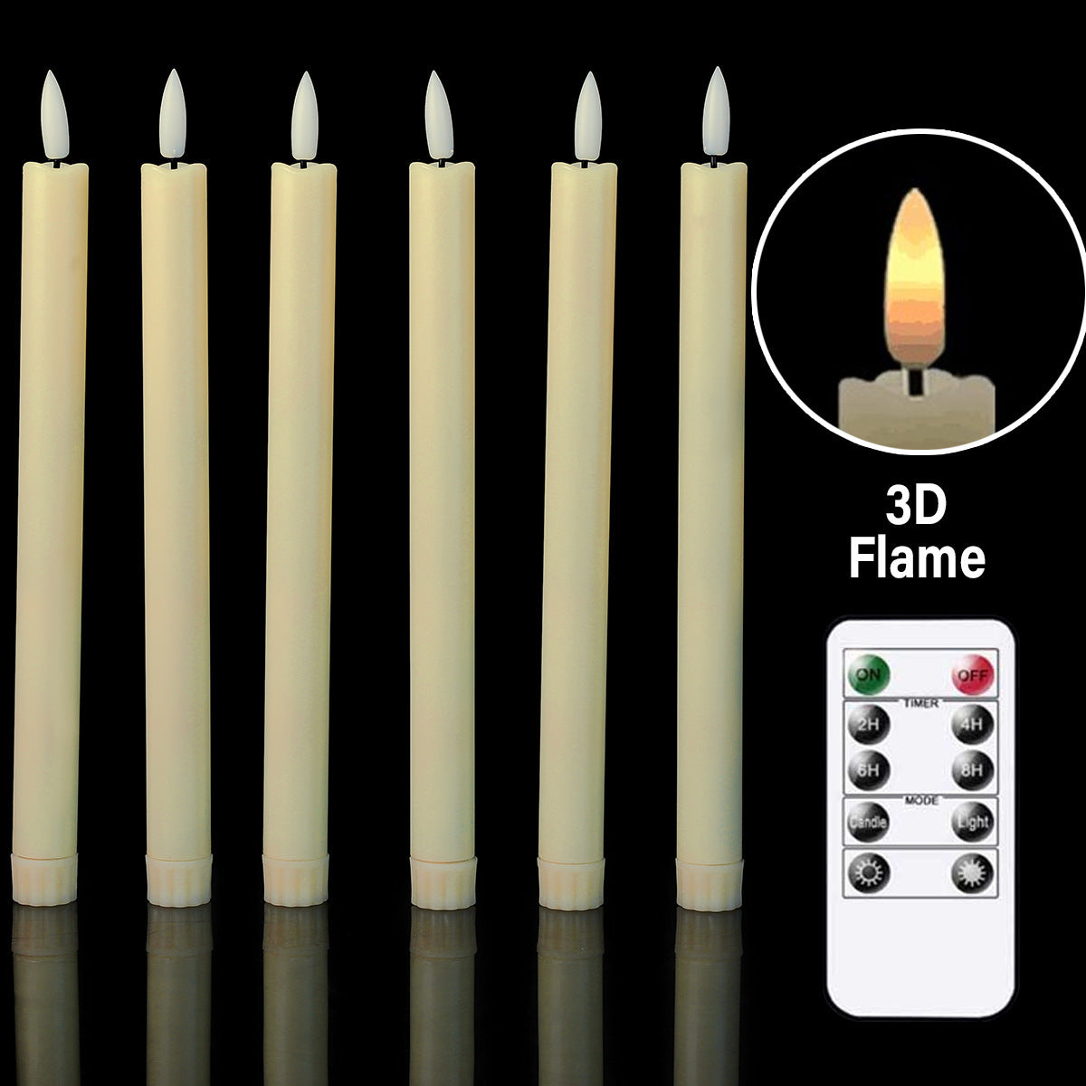 255cm10 Inch Bullet 10 Key Remote Control Wave Mouth Electronic Candle Plastic Birthday Christmas Eve