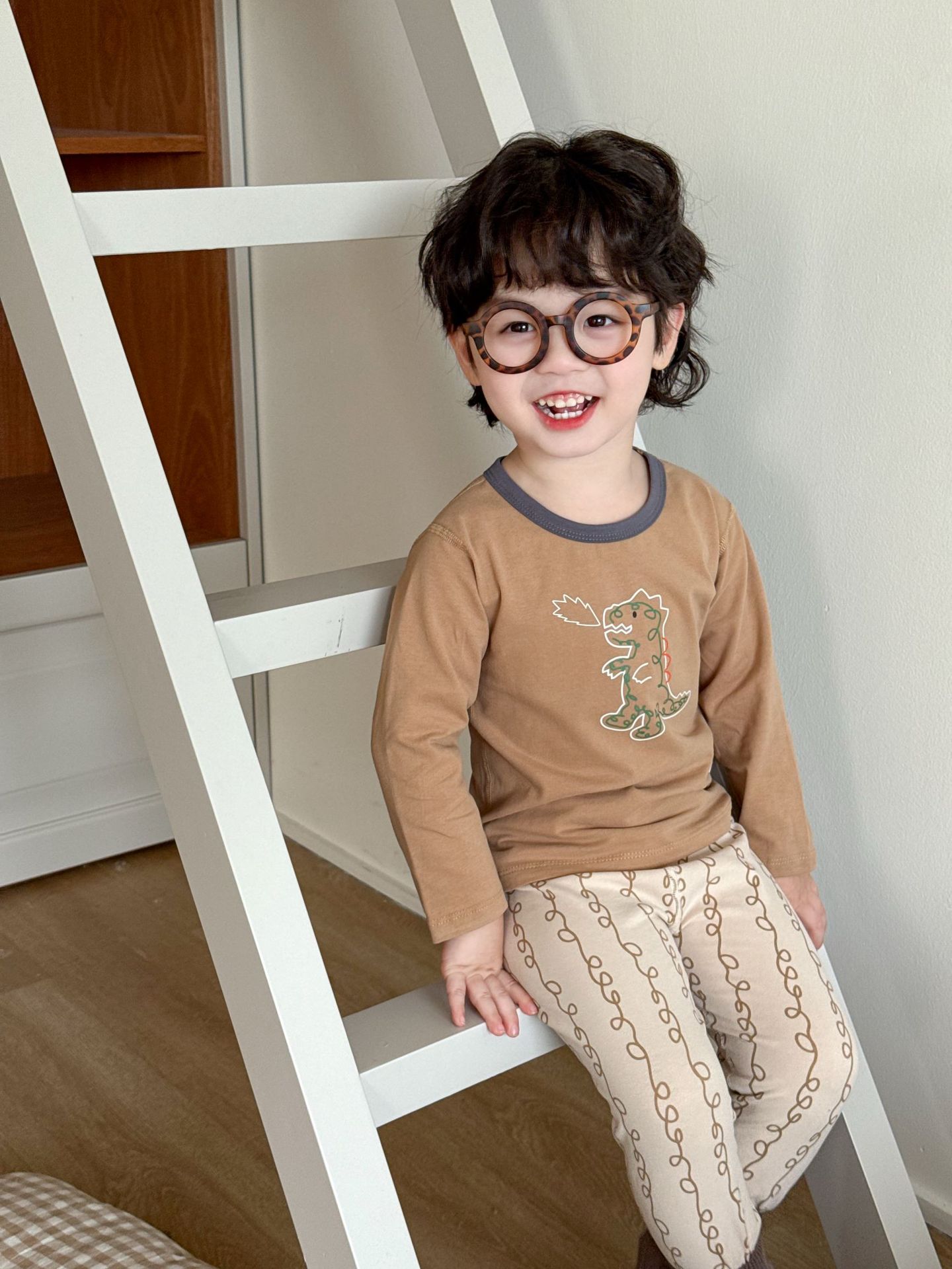 Ensemble de sous-vêtements thermiques en pur coton sans coutures pour garçons et filles - Haut et pantalon d'automne