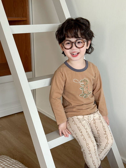 Ensemble de sous-vêtements thermiques en pur coton sans coutures pour garçons et filles - Haut et pantalon d'automne