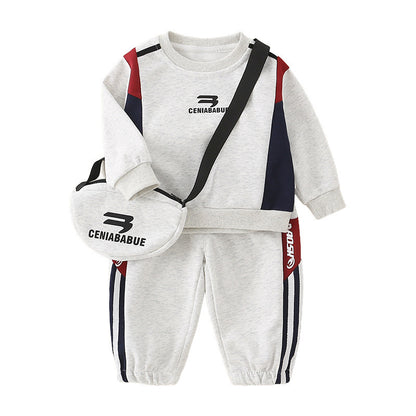 Traje de algodón para niños, ropa informal y cómoda de otoño.