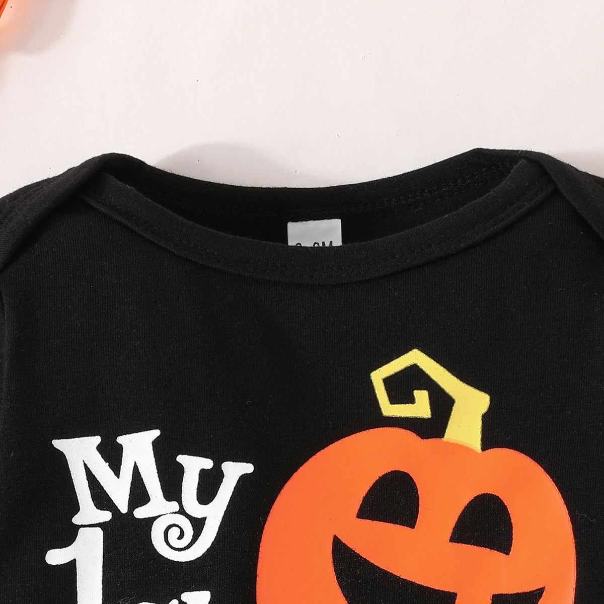Baby Halloween Letter Long-sleeve Jumpsuit Pumpkin Pattern Trousers Hat Suit