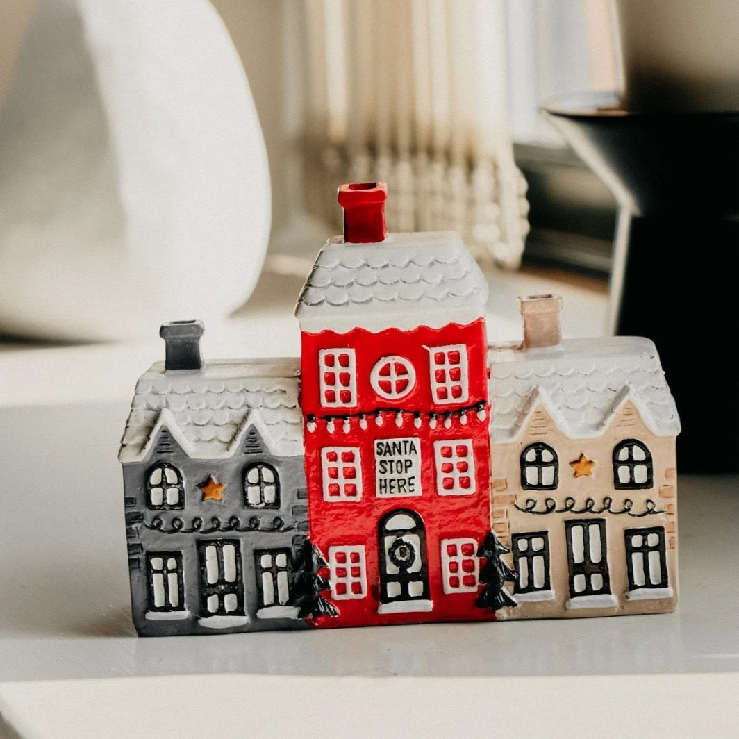 Christmas Small House Decorations Resin Winter Incense Cone Burner Decoration Landscape Decorative Gift