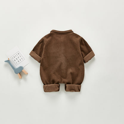 Korean Version Baby Workwear Romper Casual Jumpsuit Corduroy