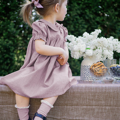 Girls Rustic Cotton And Linen Dress