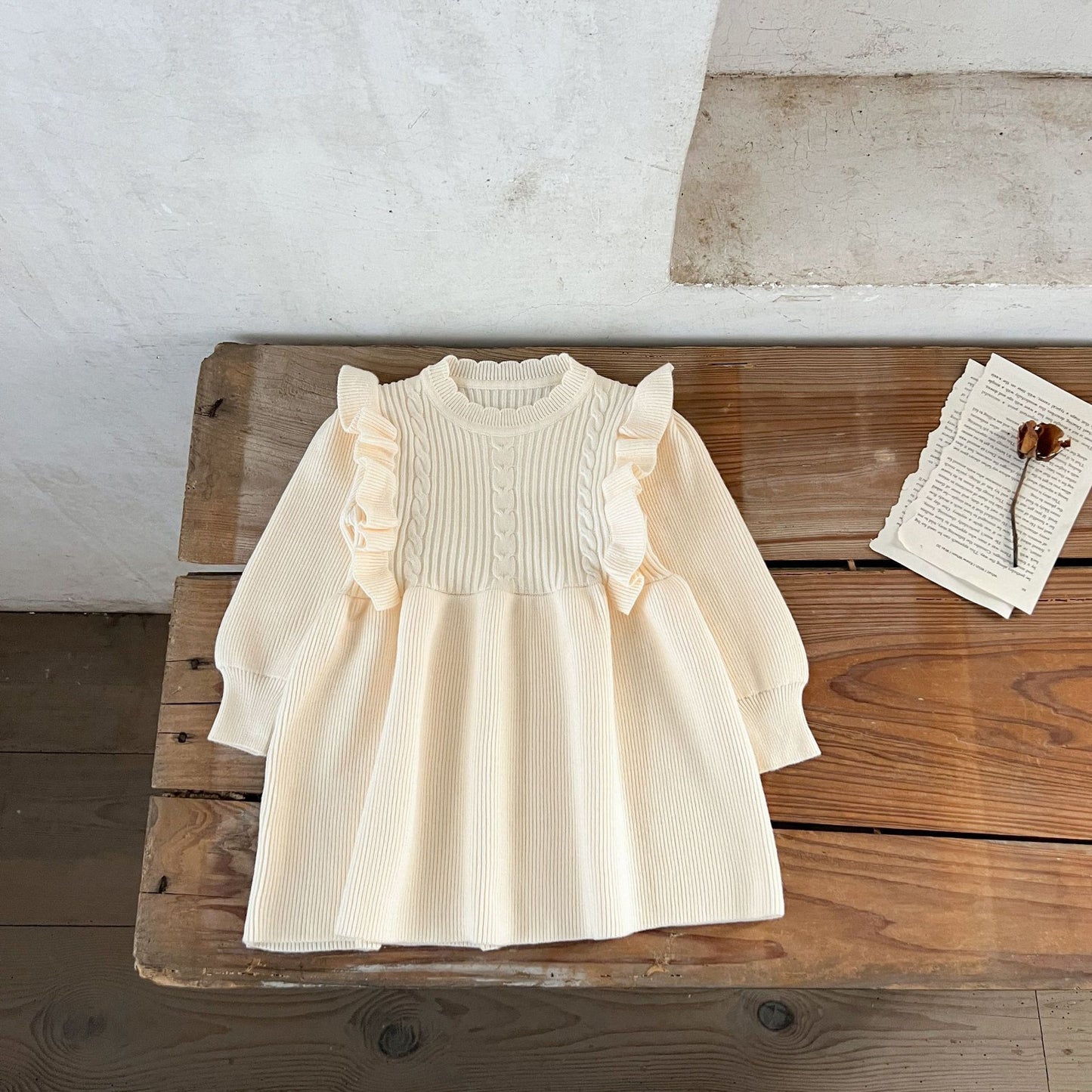 Vestido térmico de otoño e invierno tejido en algodón y lana