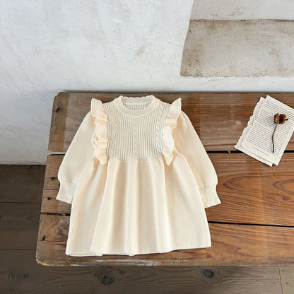 Vestido térmico de otoño e invierno tejido en algodón y lana