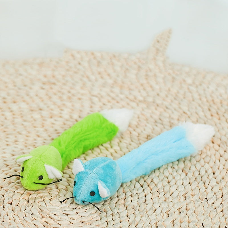 Colorful Long Tail Plush Mouse Self-Hi Nibbling Cat Does Not Hurt Nails Puzzle Cat Toy