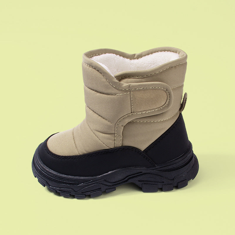 Bottes chaudes à semelles épaisses pour garçons, baskets montantes en coton isolées