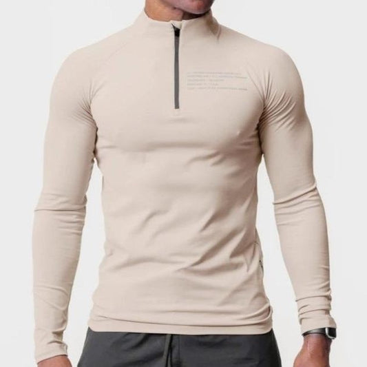 Men's Small Turtleneck Slim-fit Half Zipper Training Long Sleeve T-shirt